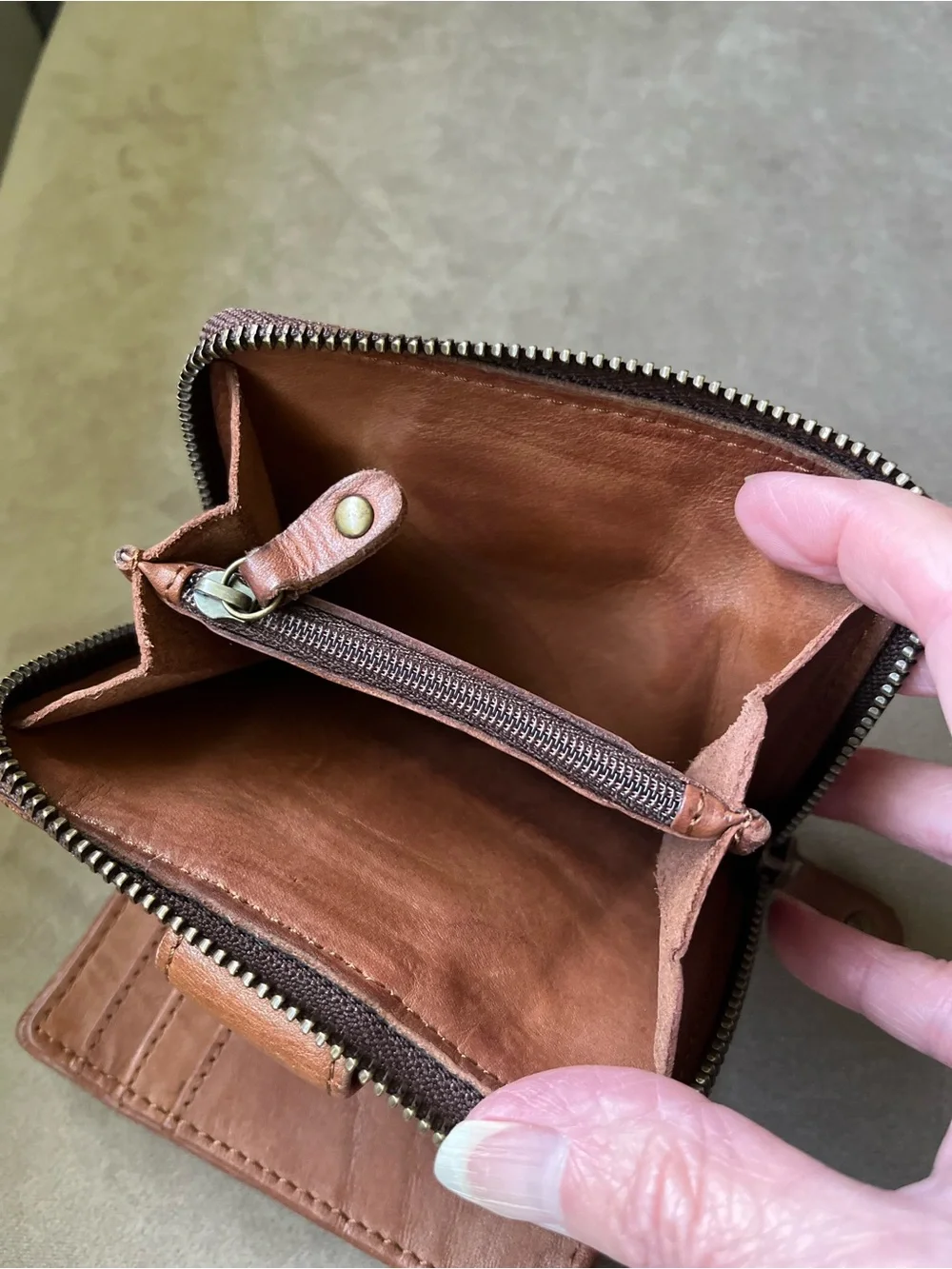 HARBOUR 2nd Distressed Brown Leather Zip Wallet